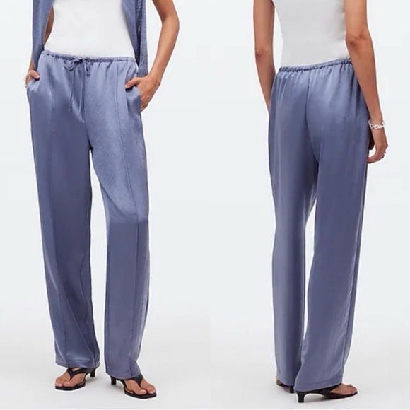 SOLD - Madewell Pintucked Slim Pull-On Pants in Satin - Picture 1 of 9